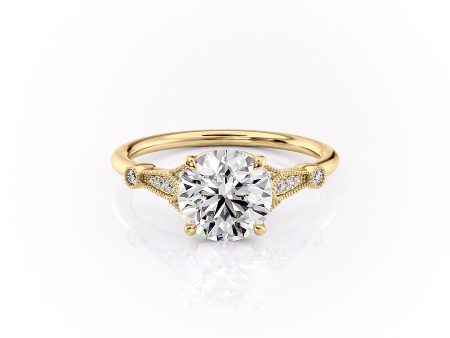 The Stephanie Set With A 3 Carat Round Moissanite Online Sale