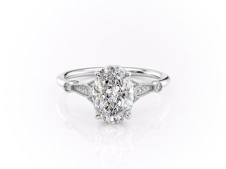 The Stephanie Set With A 2 Carat Oval Moissanite For Cheap