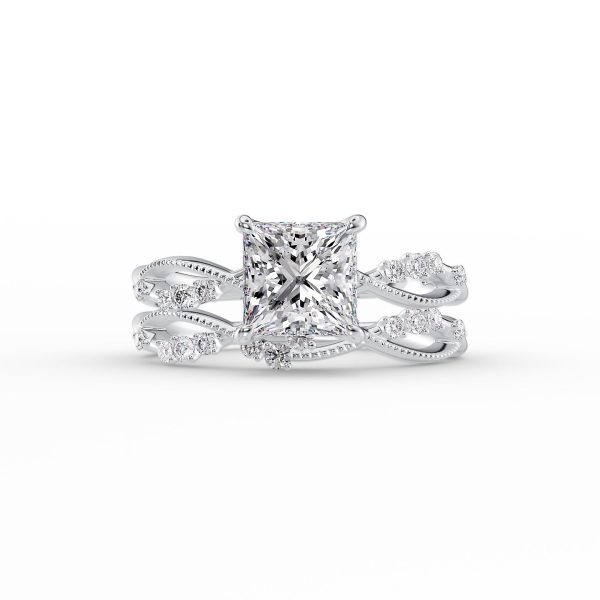 The Daisy Set With A 1 Carat Princess Moissanite on Sale