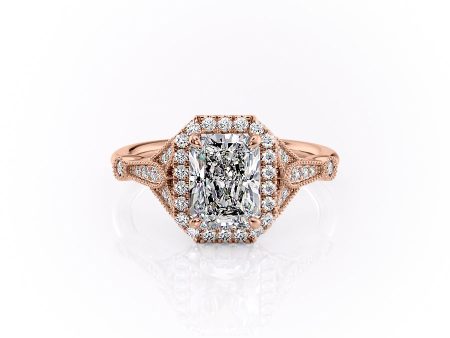 The Halo Stephanie Set With A 1.5 Carat Radiant Moissanite Online now