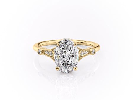 The Stephanie Set With A 4 Carat Oval Moissanite For Sale